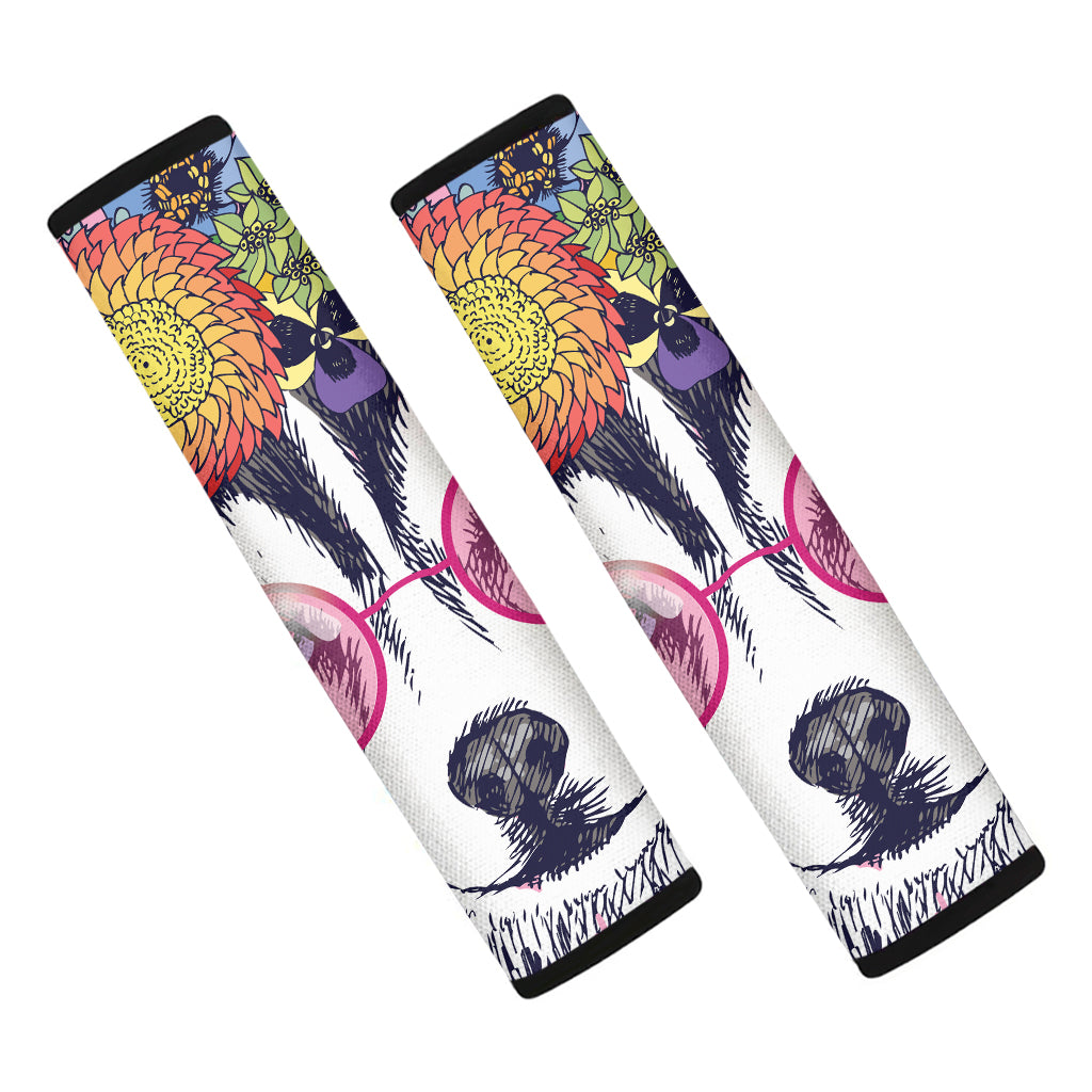 Hippie Siberian Husky Print Car Seat Belt Covers