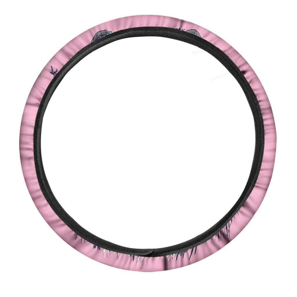 Hippie Siberian Husky Print Car Steering Wheel Cover