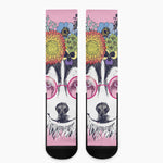 Hippie Siberian Husky Print Crew Socks