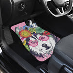 Hippie Siberian Husky Print Front and Back Car Floor Mats