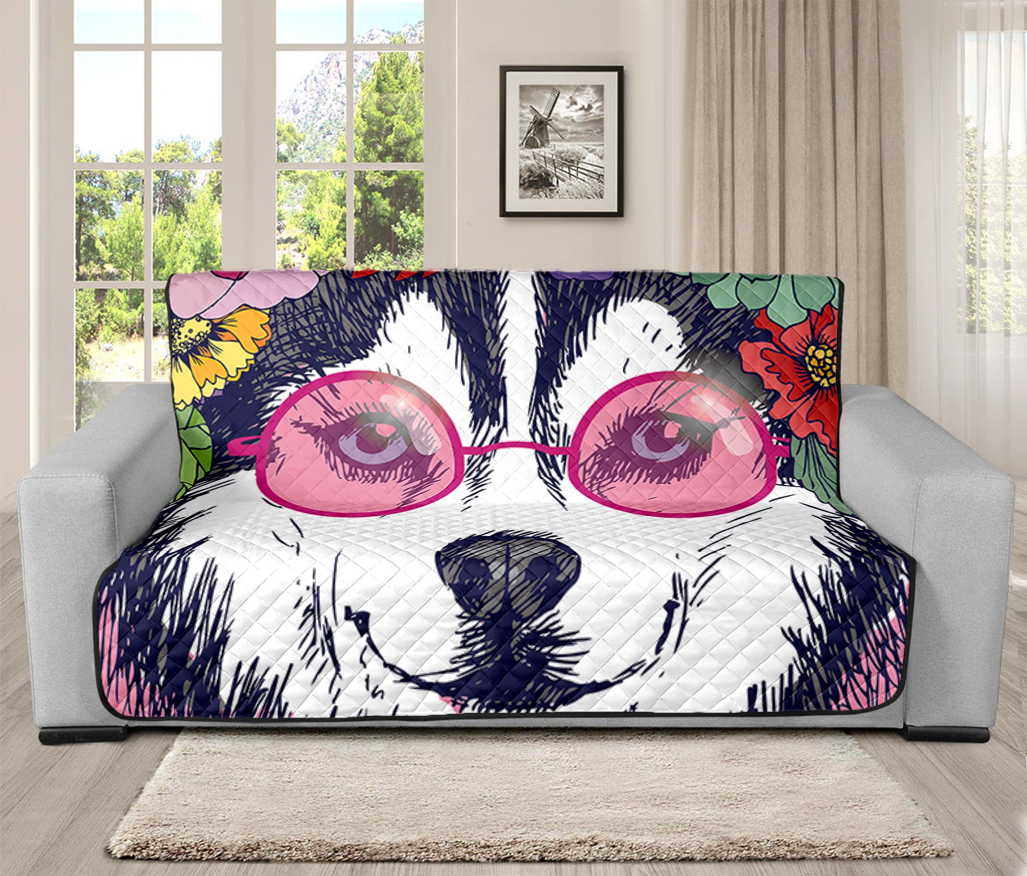 Hippie Siberian Husky Print Futon Protector