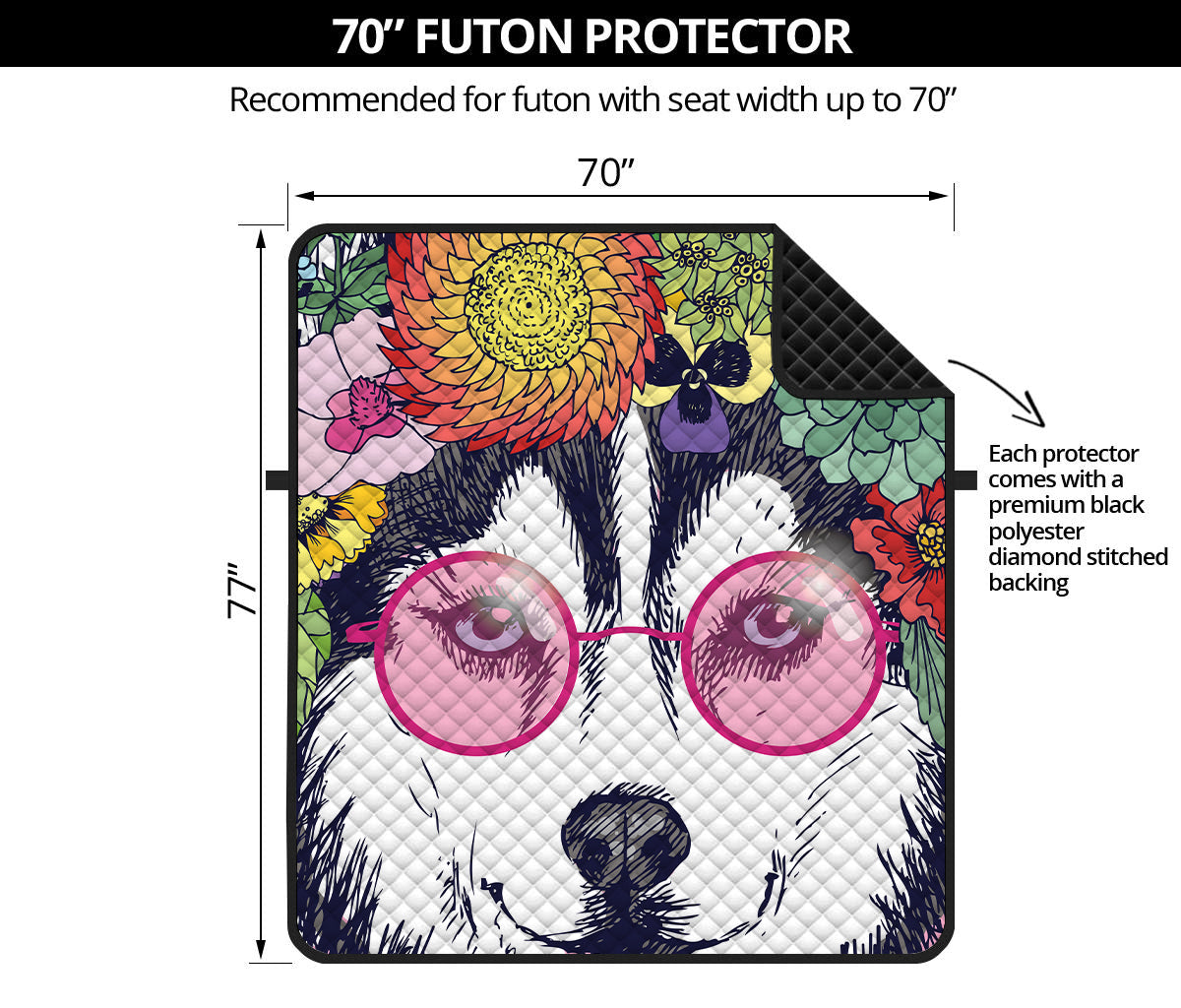 Hippie Siberian Husky Print Futon Protector