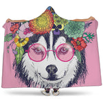 Hippie Siberian Husky Print Hooded Blanket