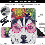 Hippie Siberian Husky Print Loveseat Protector