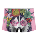 Hippie Siberian Husky Print Men's Boxer Briefs