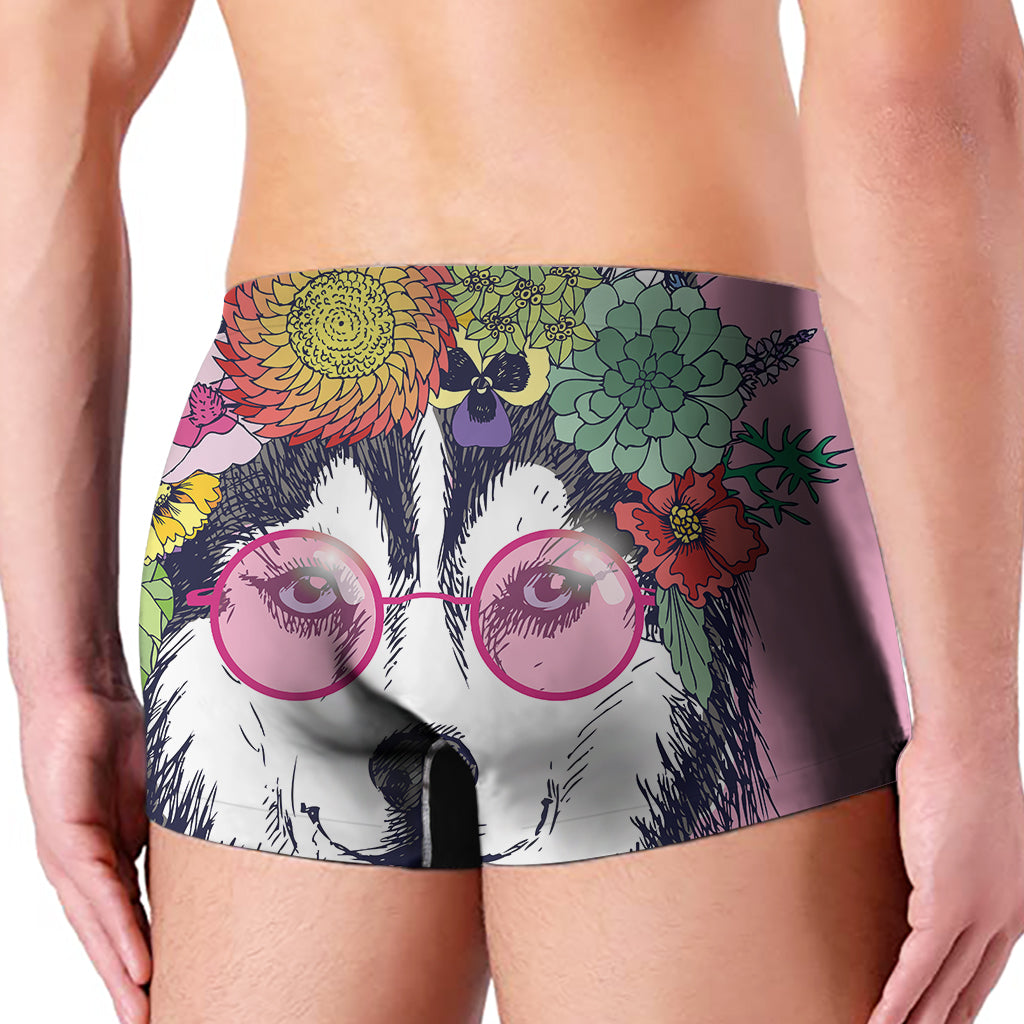 Hippie Siberian Husky Print Men's Boxer Briefs