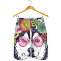 Hippie Siberian Husky Print Men's Shorts