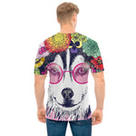 Hippie Siberian Husky Print Men's T-Shirt