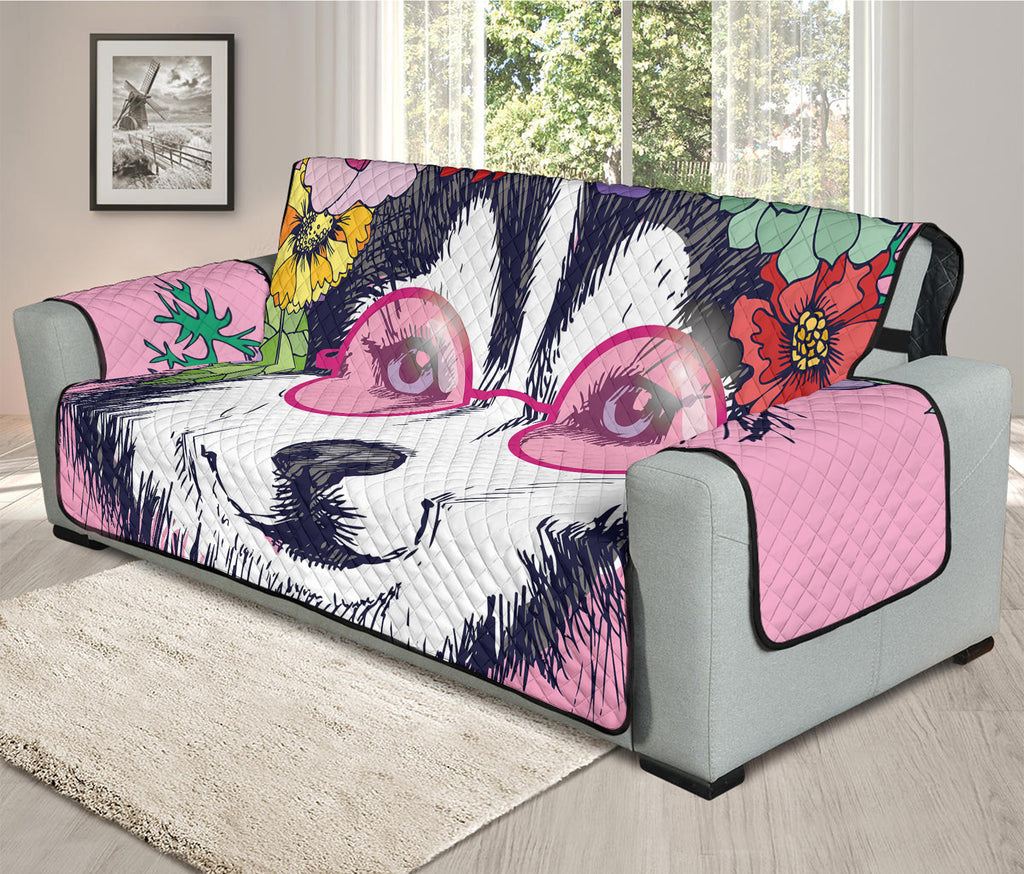 Hippie Siberian Husky Print Oversized Sofa Protector