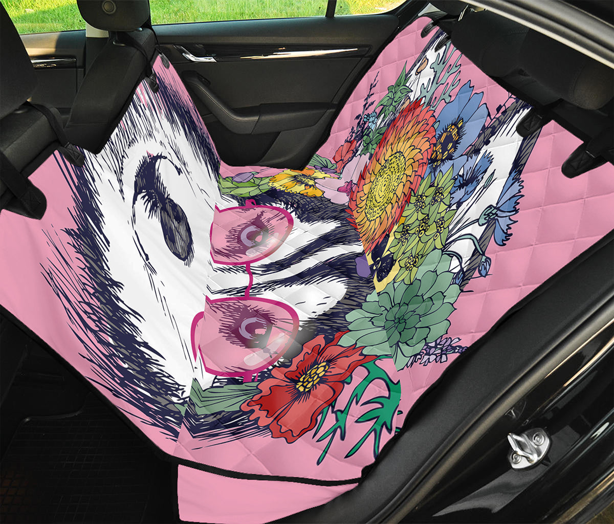 Hippie Siberian Husky Print Pet Car Back Seat Cover