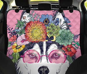 Hippie Siberian Husky Print Pet Car Back Seat Cover