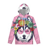 Hippie Siberian Husky Print Pullover Hoodie