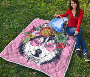 Hippie Siberian Husky Print Quilt