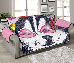 Hippie Siberian Husky Print Sofa Protector