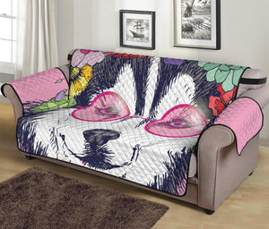 Hippie Siberian Husky Print Sofa Protector