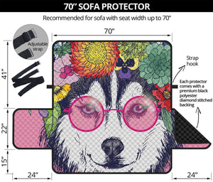 Hippie Siberian Husky Print Sofa Protector