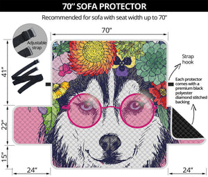 Hippie Siberian Husky Print Sofa Protector