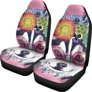 Hippie Siberian Husky Print Universal Fit Car Seat Covers