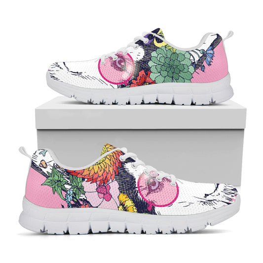 Hippie Siberian Husky Print White Sneakers