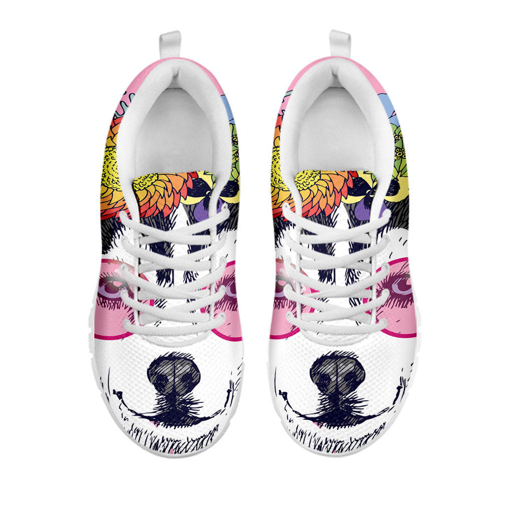 Hippie Siberian Husky Print White Sneakers