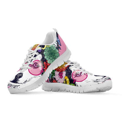 Hippie Siberian Husky Print White Sneakers
