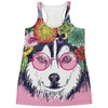 Hippie Siberian Husky Print Women's Racerback Tank Top