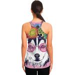 Hippie Siberian Husky Print Women's Racerback Tank Top