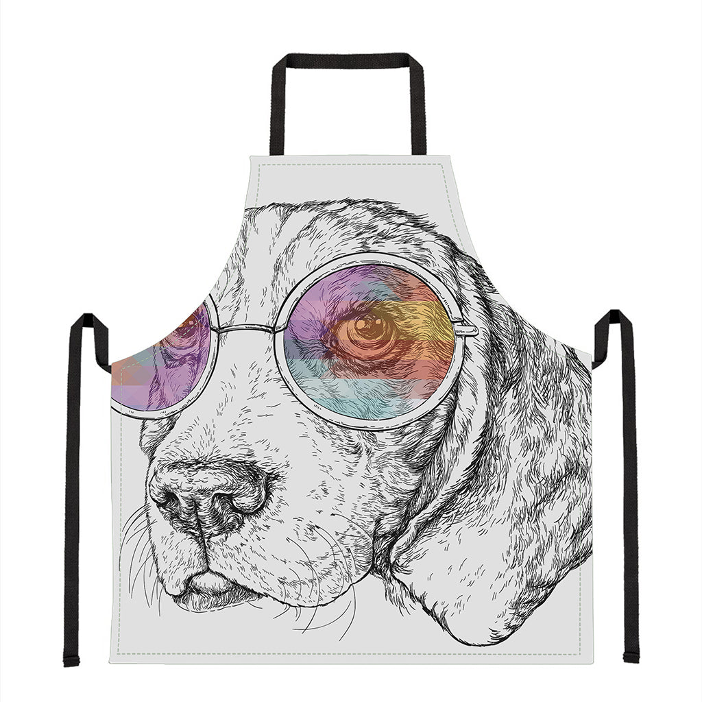 Hipster Beagle With Glasses Print Apron