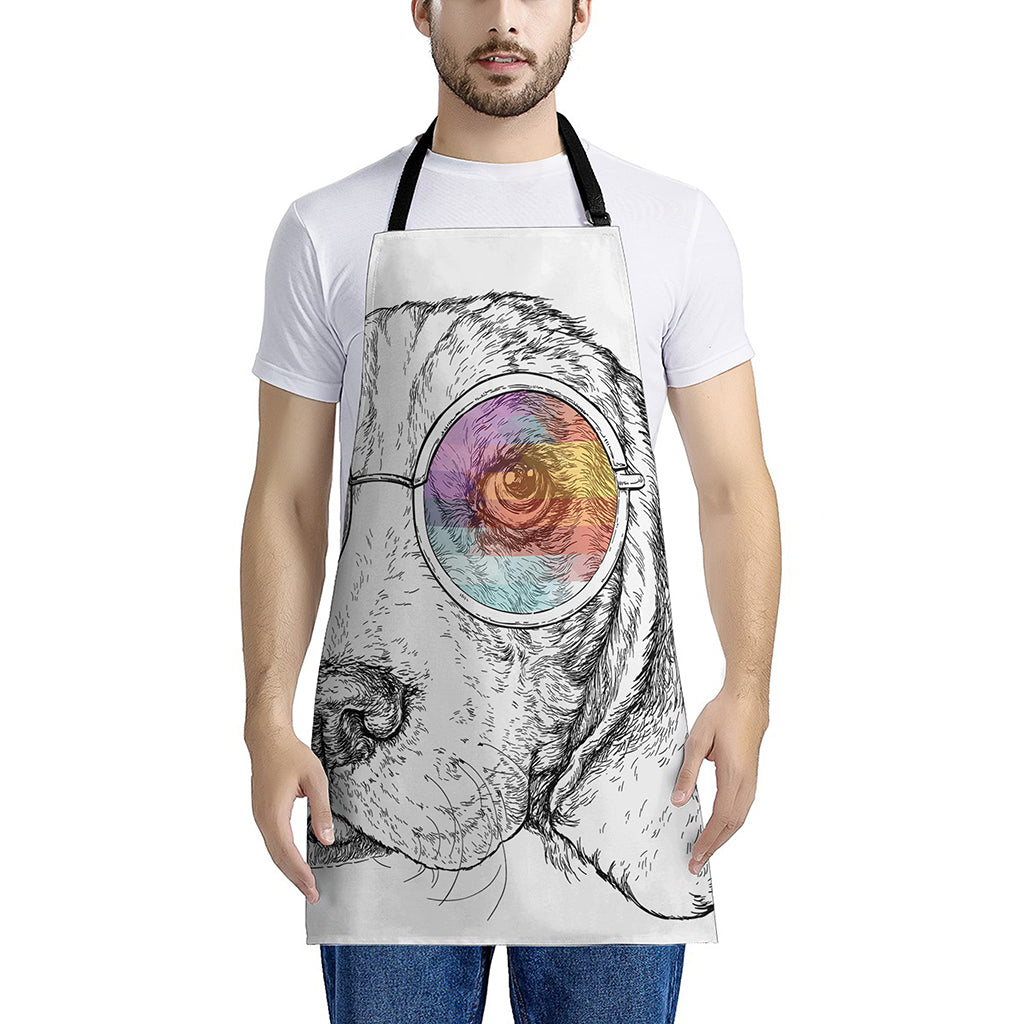 Hipster Beagle With Glasses Print Apron