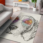 Hipster Beagle With Glasses Print Area Rug