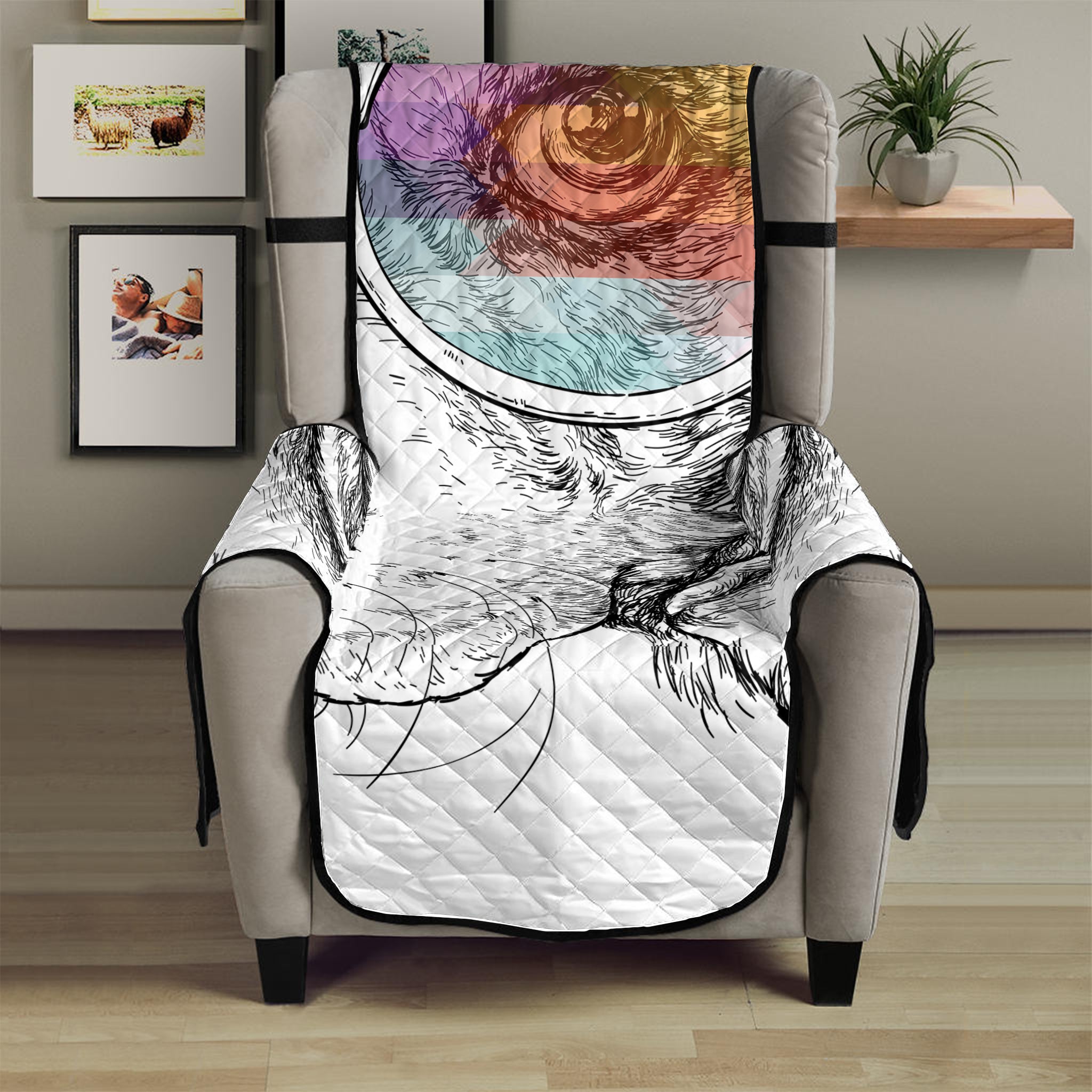 Hipster Beagle With Glasses Print Armchair Protector