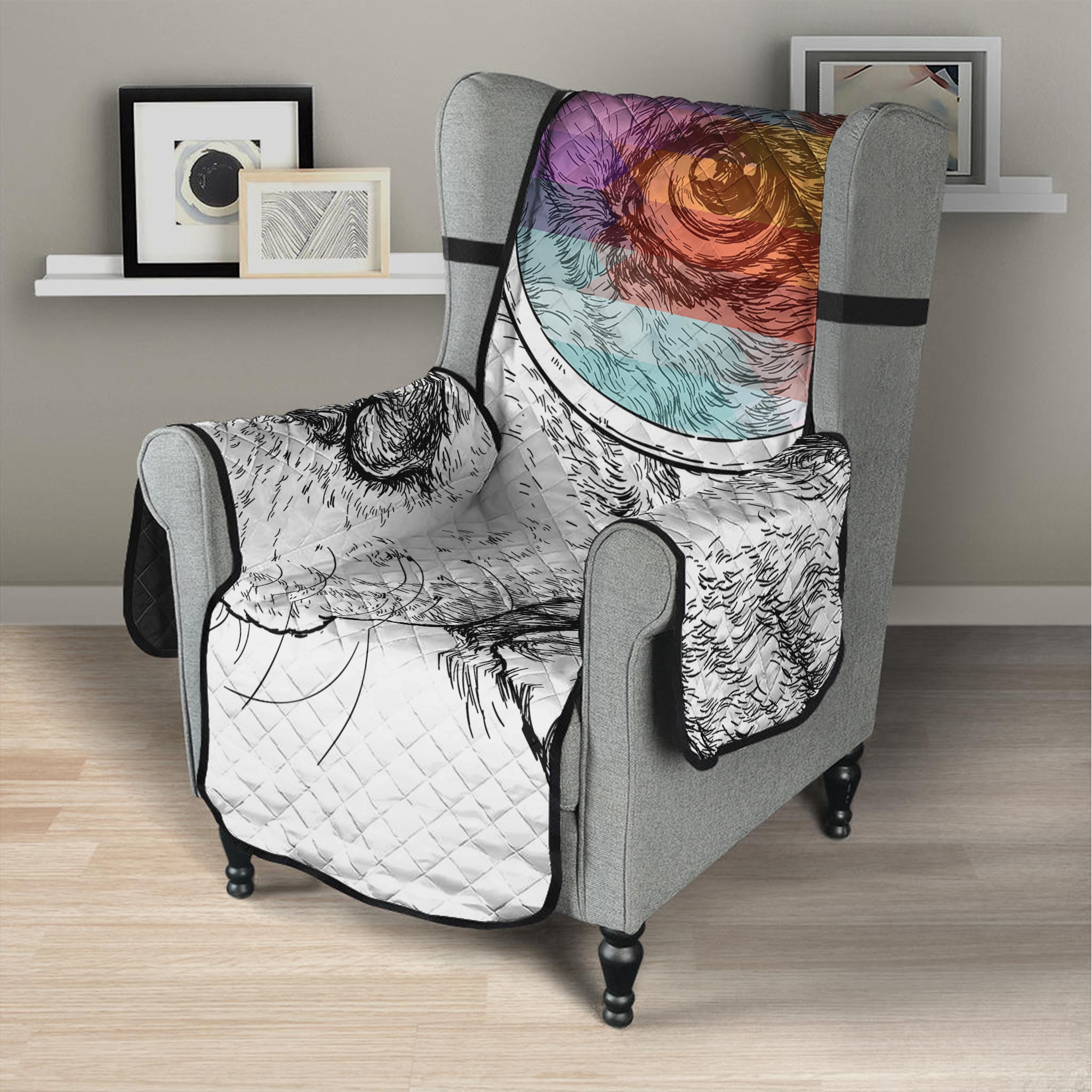 Hipster Beagle With Glasses Print Armchair Protector