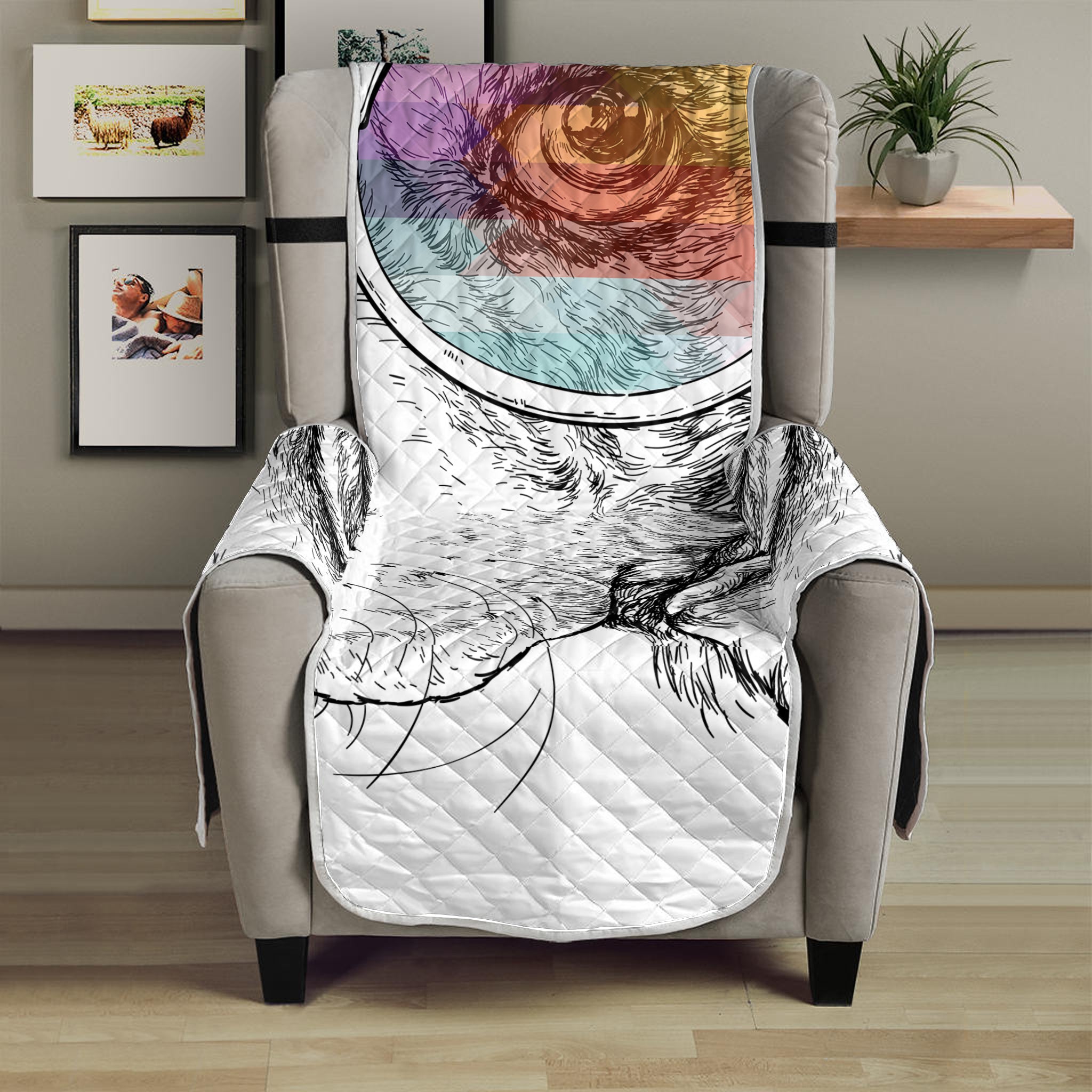 Hipster Beagle With Glasses Print Armchair Protector