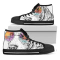 Hipster Beagle With Glasses Print Black High Top Sneakers