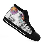 Hipster Beagle With Glasses Print Black High Top Shoes