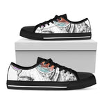 Hipster Beagle With Glasses Print Black Low Top Shoes 