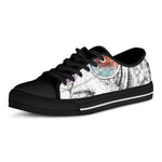 Hipster Beagle With Glasses Print Black Low Top Shoes 