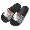 Hipster Beagle With Glasses Print Black Slide Sandals