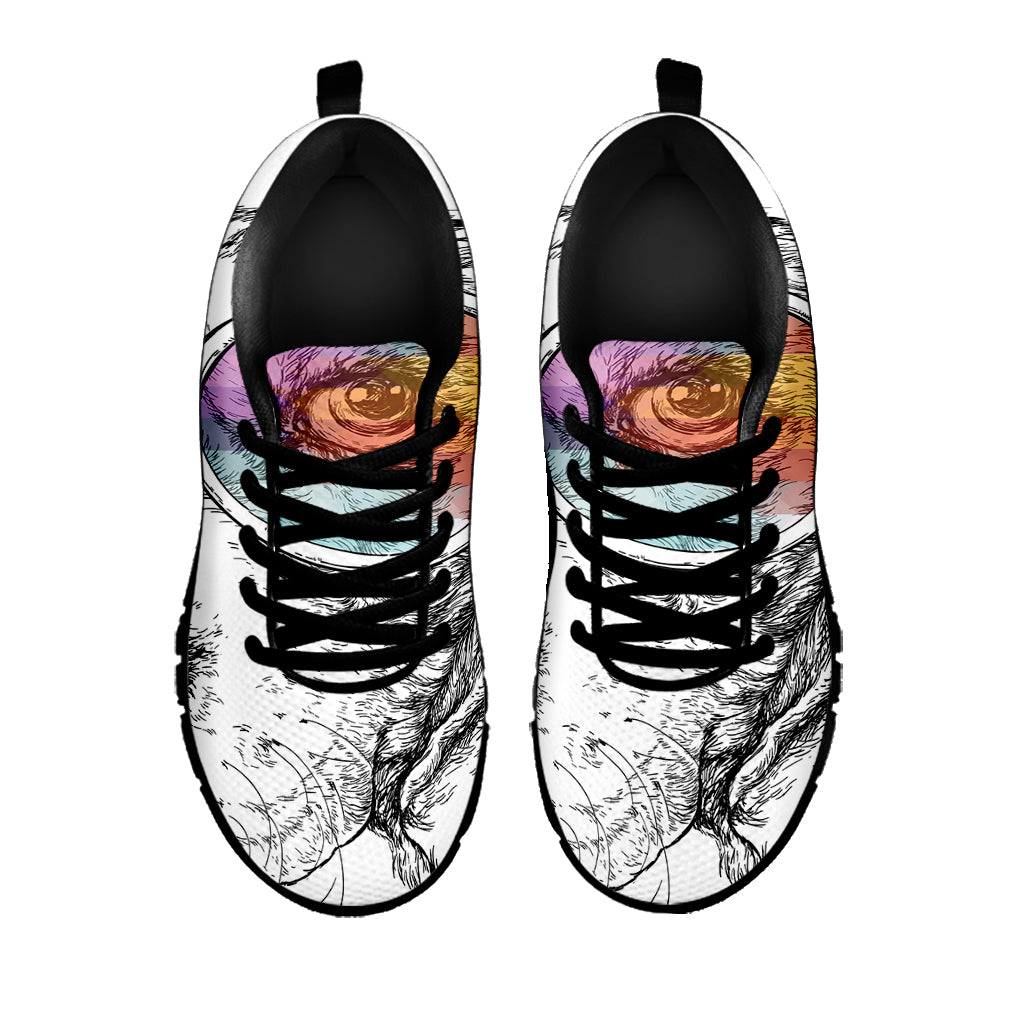 Hipster Beagle With Glasses Print Black Sneakers