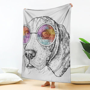 Hipster Beagle With Glasses Print Blanket