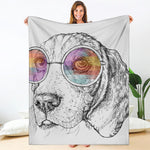 Hipster Beagle With Glasses Print Blanket