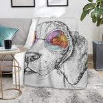 Hipster Beagle With Glasses Print Blanket