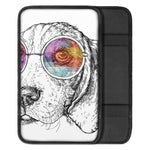 Hipster Beagle With Glasses Print Car Center Console Cover