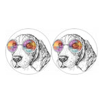 Hipster Beagle With Glasses Print Car Coasters