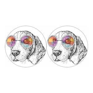 Hipster Beagle With Glasses Print Car Coasters