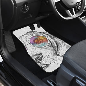 Hipster Beagle With Glasses Print Front and Back Car Floor Mats