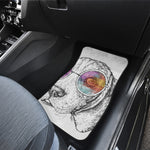 Hipster Beagle With Glasses Print Front and Back Car Floor Mats