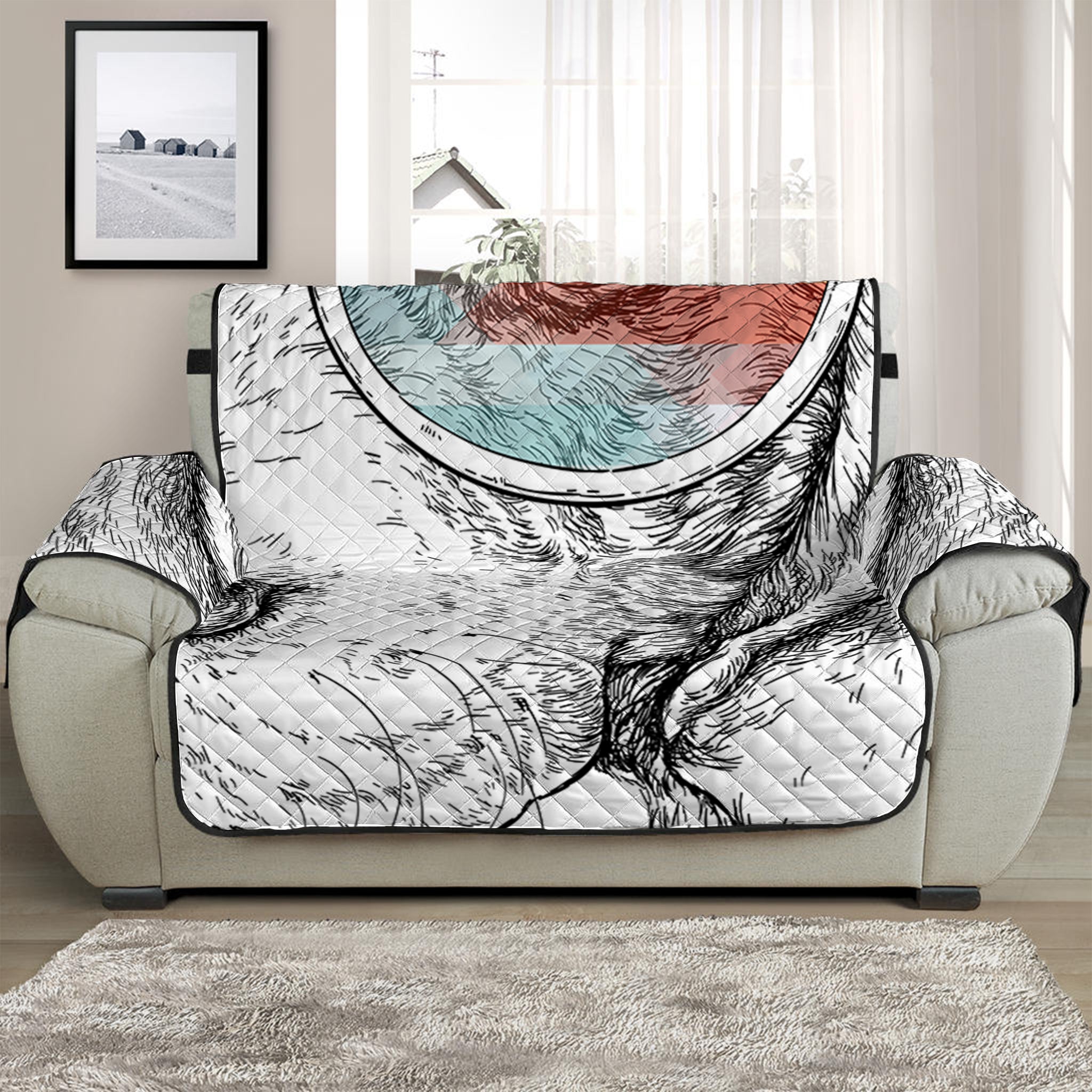 Hipster Beagle With Glasses Print Half Sofa Protector