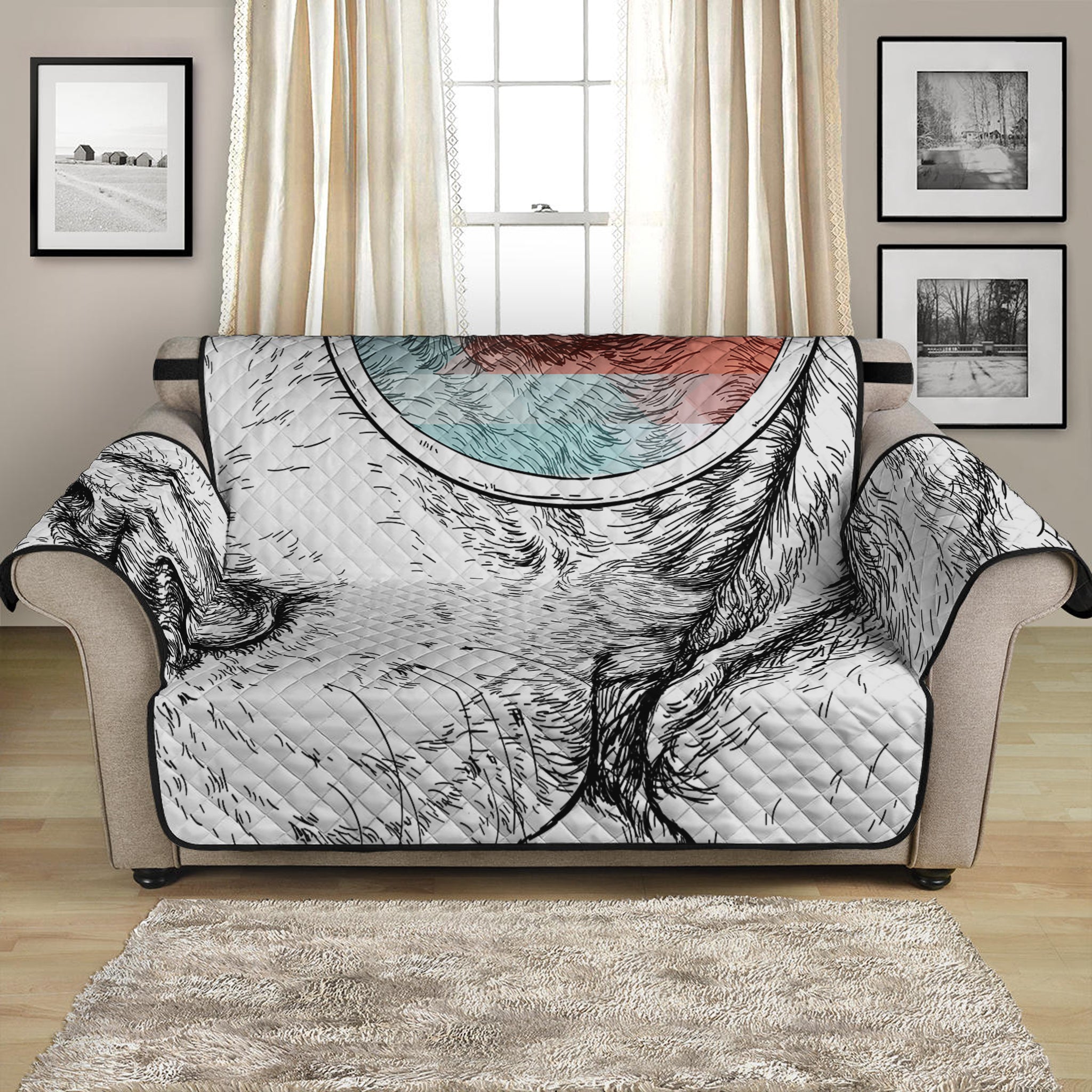 Hipster Beagle With Glasses Print Loveseat Protector