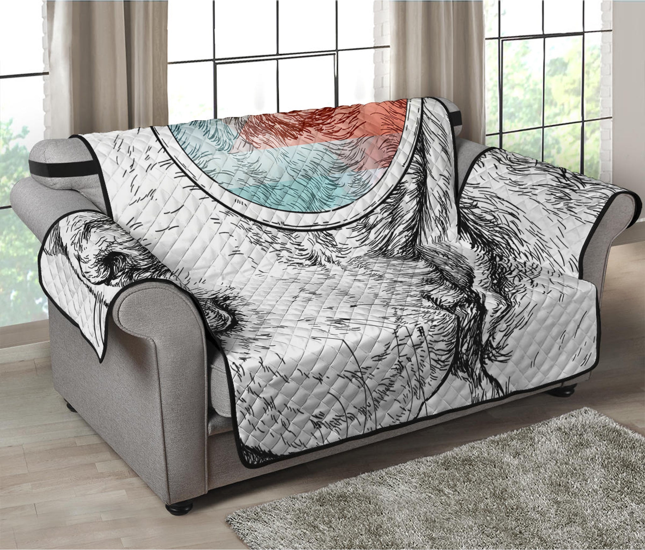 Hipster Beagle With Glasses Print Loveseat Protector